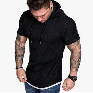 Mens Black Casual Workout Athletic Hoodies T Shi…